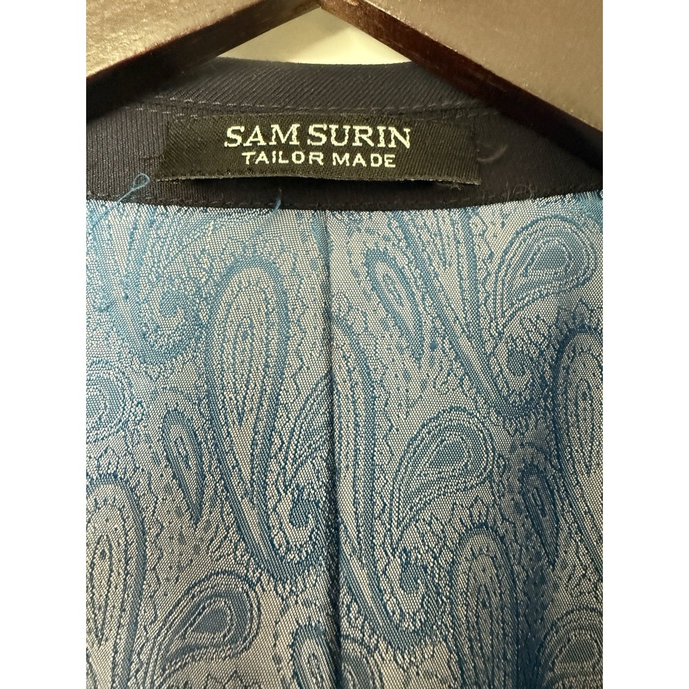 Sam Surin Bespoke Tailor Super 150's Fine Italian Wool Navy‎ Sport Coat 48L Luxe - Picture 4 of 14